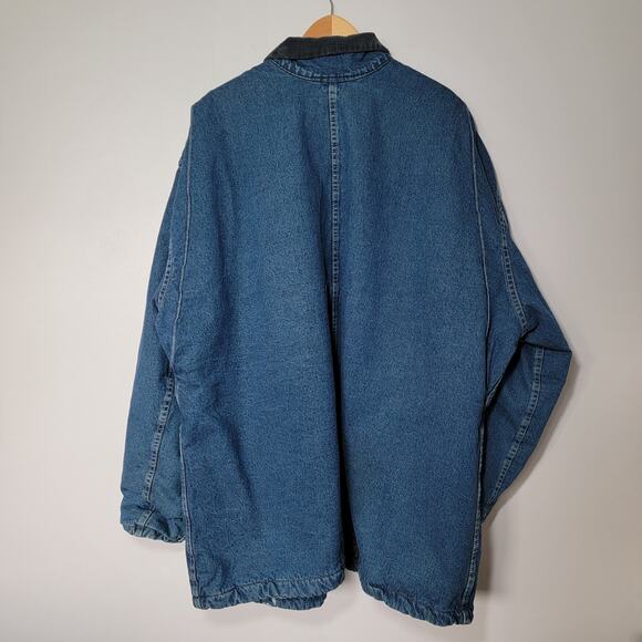 Dickies Denim Barn Chore Work Jacket Coat Sz 4XL Blanket Lined *PAINT* VTG 90's - Picture 5 of 13